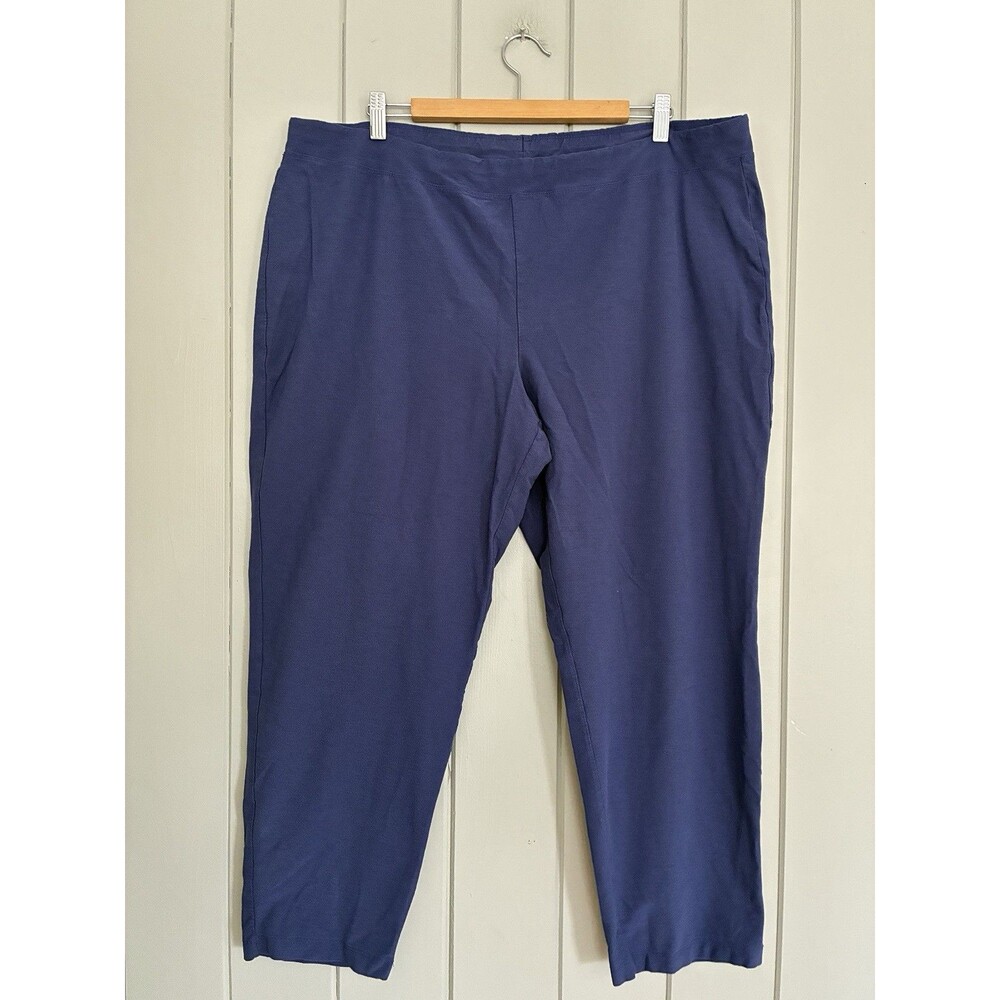 Eileen Fisher Washable Stretch Crepe Pants 2X Purple Ankle Length Plus Size